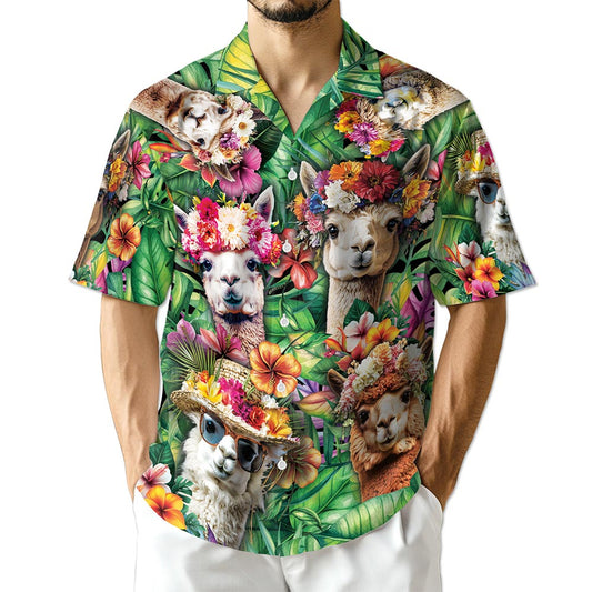 Azhawaiian Funny Llama Hawaiian Shirt for Men