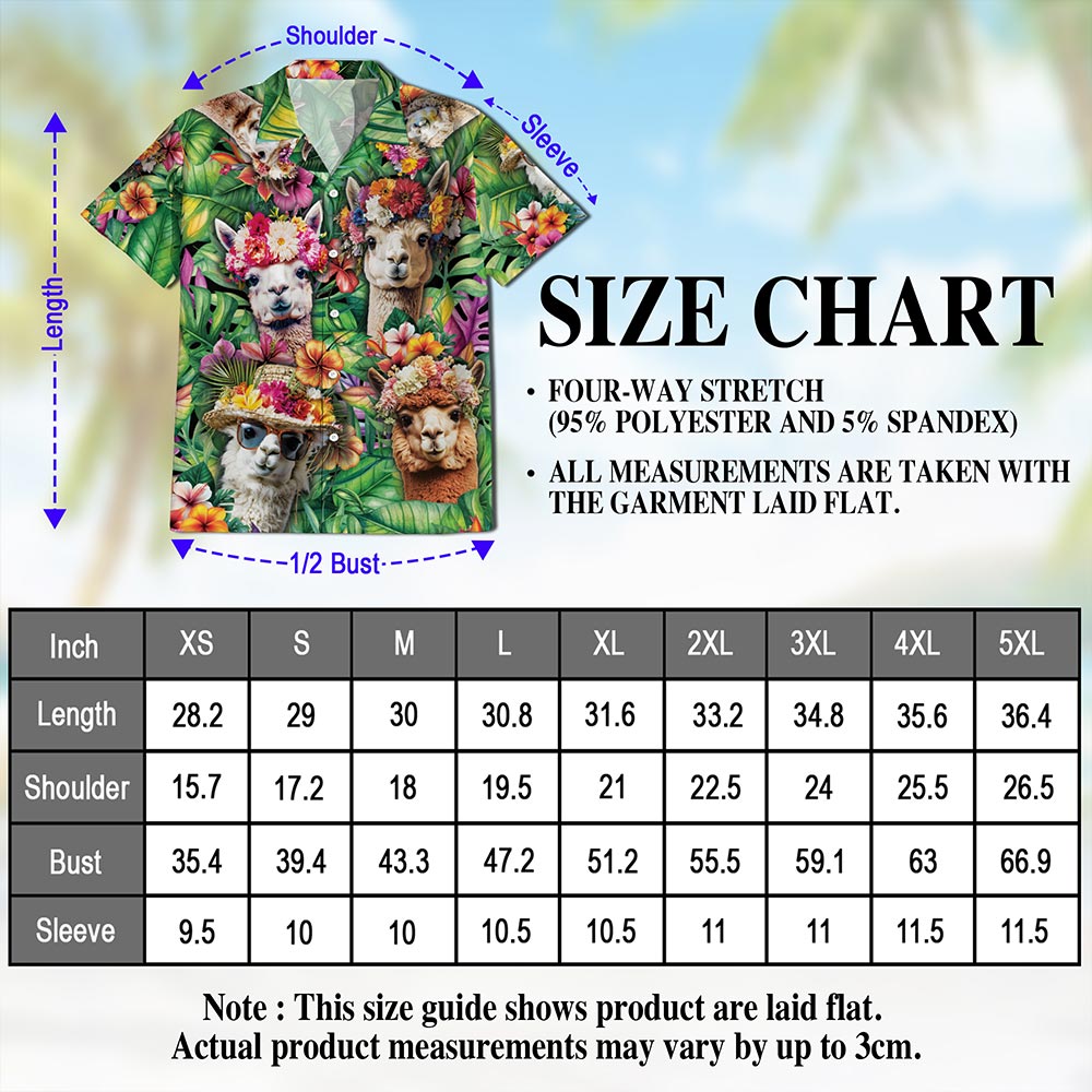 Funny Llama Hawaiian Shirt for Men, Button Down Aloha Shirt - Azhawaiian