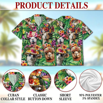 Funny Llama Hawaiian Shirt for Men, Button Down Aloha Shirt - Azhawaiian