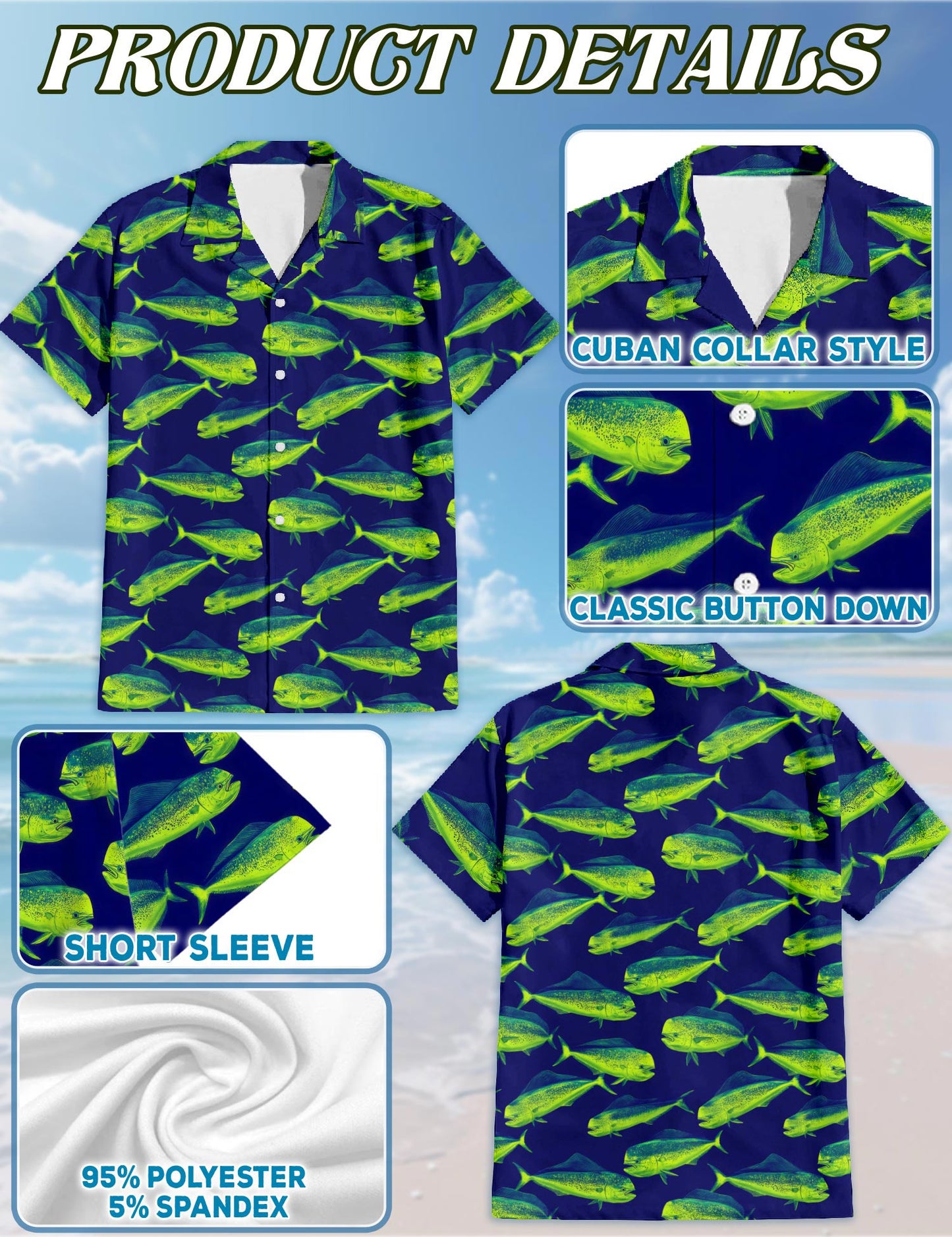 Funny Mahi Mahi Hawaiian Shirt for Men, Button Down Aloha Shirt - Azhawaiian