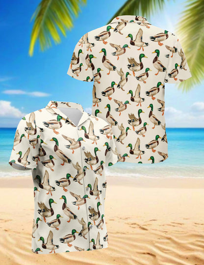 Funny Mallard Duck Hawaiian Shirt for Men, Button Down Aloha Shirt - Azhawaiian