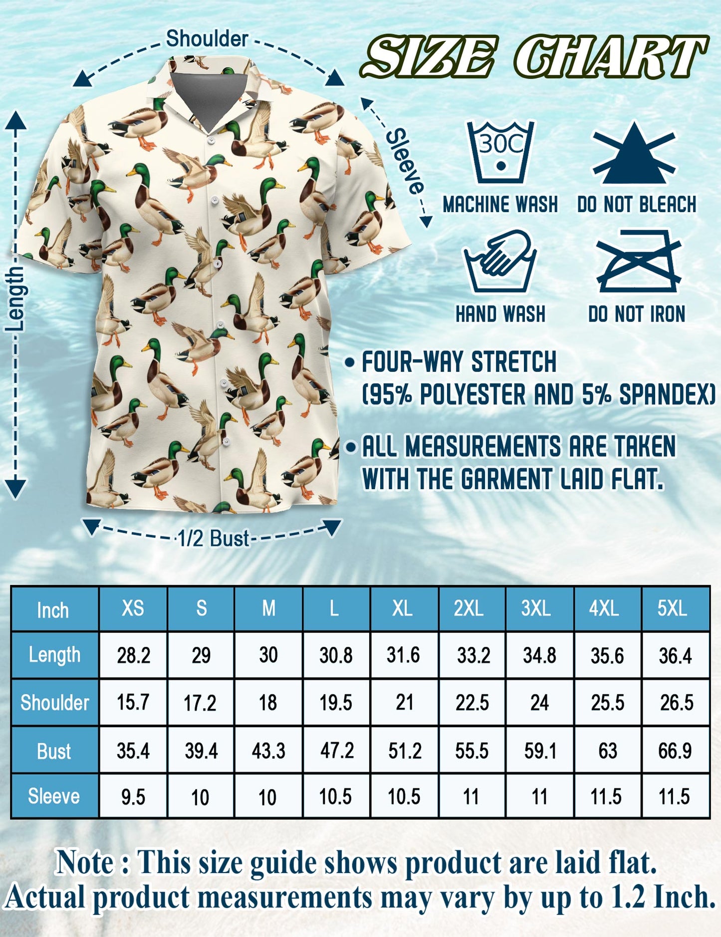 Funny Mallard Duck Hawaiian Shirt for Men, Button Down Aloha Shirt - Azhawaiian