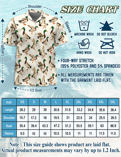 Funny Mallard Duck Hawaiian Shirt for Men, Button Down Aloha Shirt - Azhawaiian