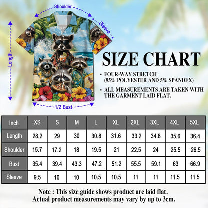 Funny Raccoon Hawaiian Shirt for Men, Button Down Aloha Shirt - Azhawaiian