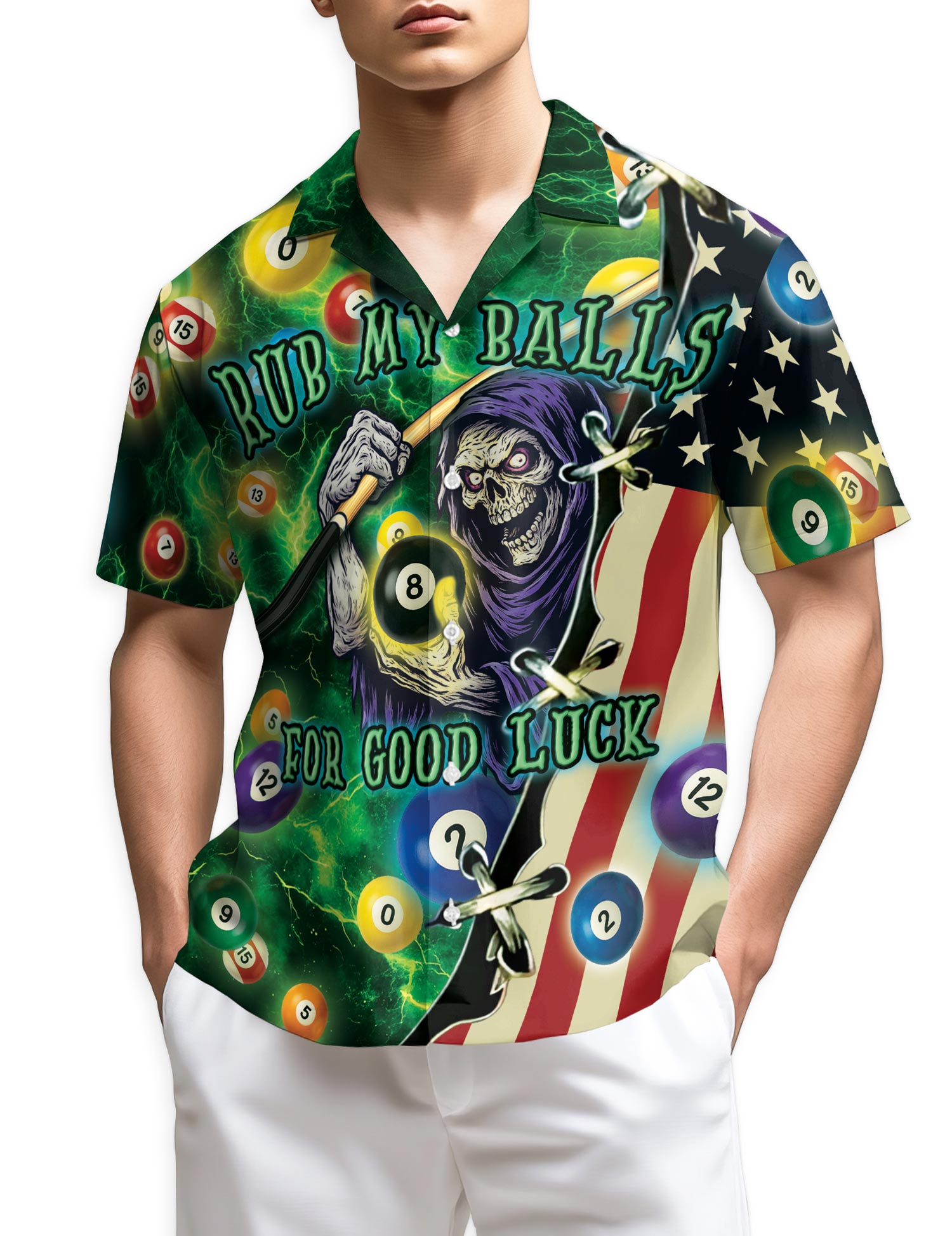 Azhawaiian Funny Rub My Balls For Good Luck Hawaiian Shirt for Men