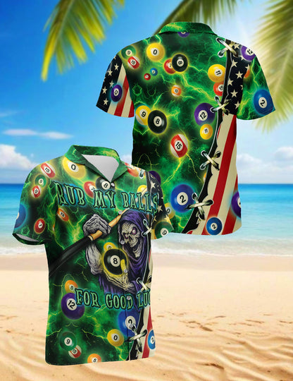 Funny Rub My Balls For Good Luck Hawaiian Shirt for Men, Button Down Aloha Shirt - Azhawaiian