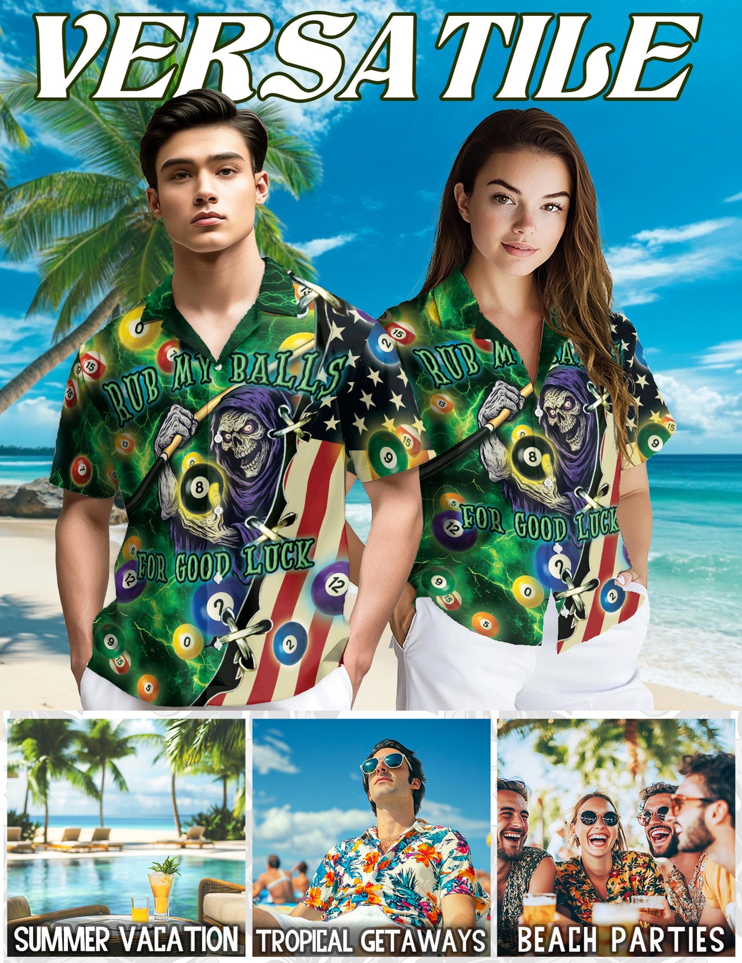 Funny Rub My Balls For Good Luck Hawaiian Shirt for Men, Button Down Aloha Shirt - Azhawaiian