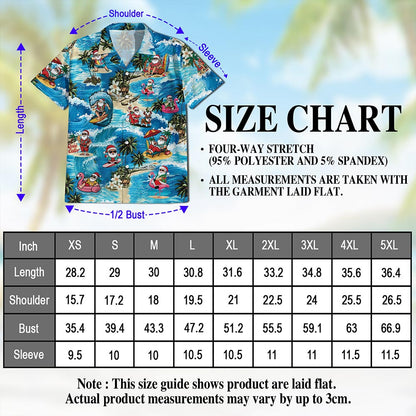 Funny Santa Claus Surfing Dolphin Hawaiian Shirt for Men, Button Down Aloha Shirt - Azhawaiian