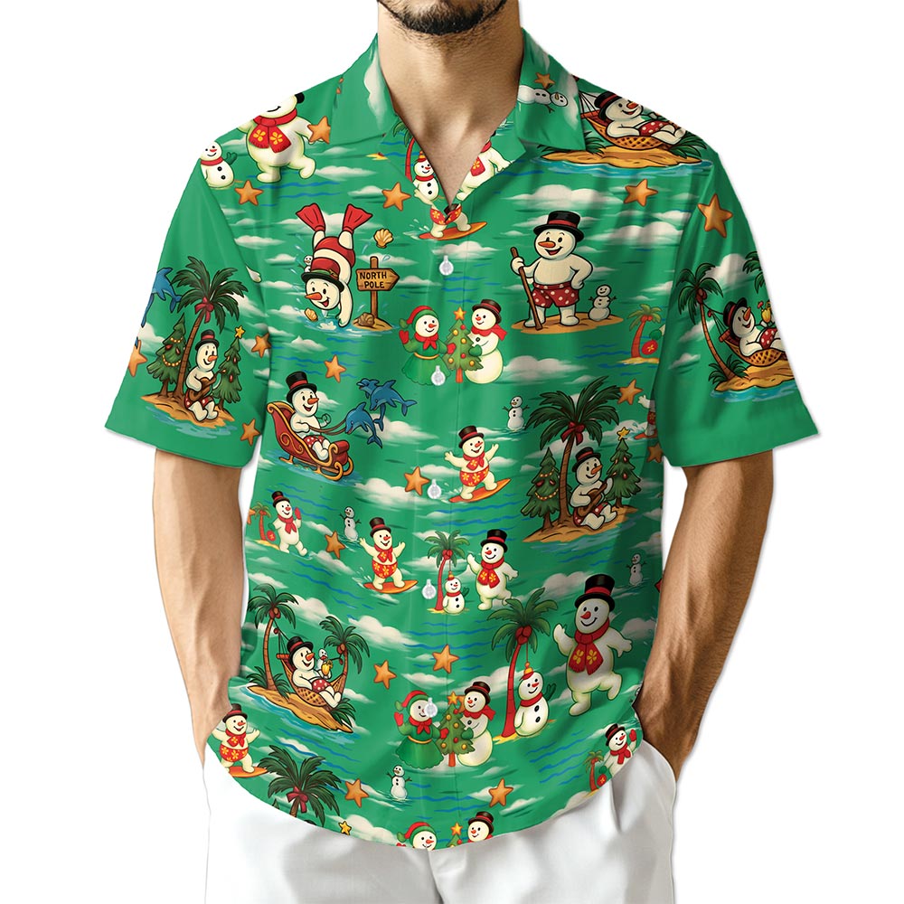 Azhawaiian Funny Santa Claus Surfing Hawaiian Shirt for Men Women