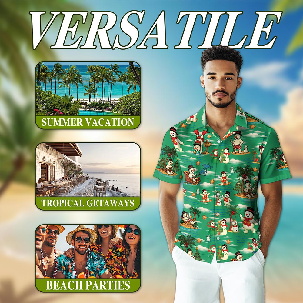 Funny Santa Claus Surfing Hawaiian Shirt for Men, Button Down Aloha Shirt - Azhawaiian