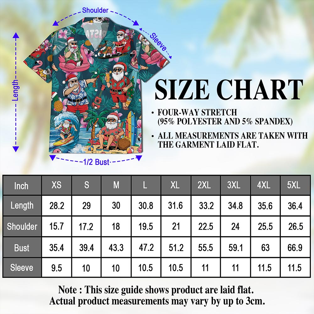 Funny Santa Claus Surfing Hawaiian Shirt for Men, Button Down Aloha Shirt - Azhawaiian