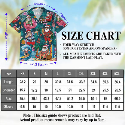 Funny Santa Claus Surfing Hawaiian Shirt for Men, Button Down Aloha Shirt - Azhawaiian