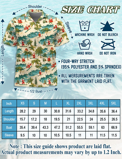 Funny Santa Surfing Hawaiian Shirt for Men, Button Down Aloha Shirt - Azhawaiian