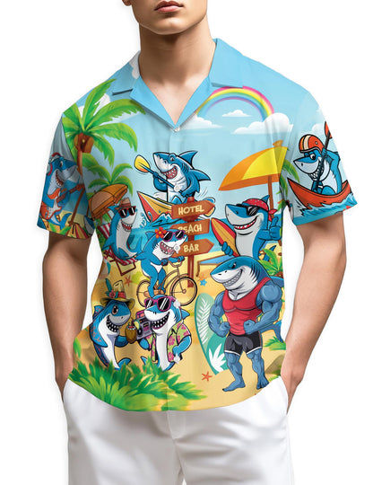Azhawaiian Funny Shark Hawaiian Shirt for Men
