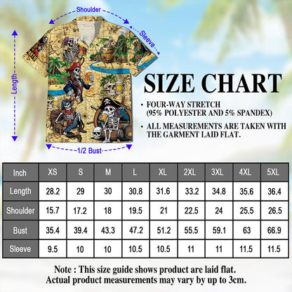 Funny Skull Pirates Drinking Beer Hawaiian Shirt for Men, Button Down Aloha Shirt - Azhawaiian