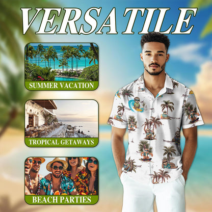 Funny Sloth Pattern Hawaiian Shirt for Men, Button Down Aloha Shirt - Azhawaiian
