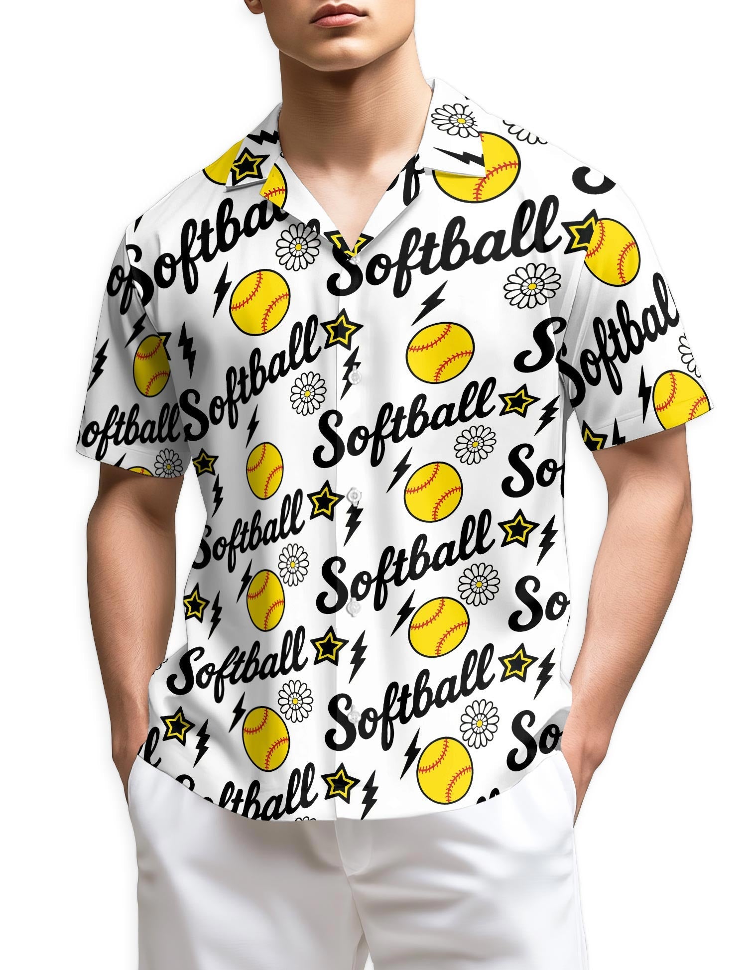 Azhawaiian Funny Softball Hawaiian Shirt for Men