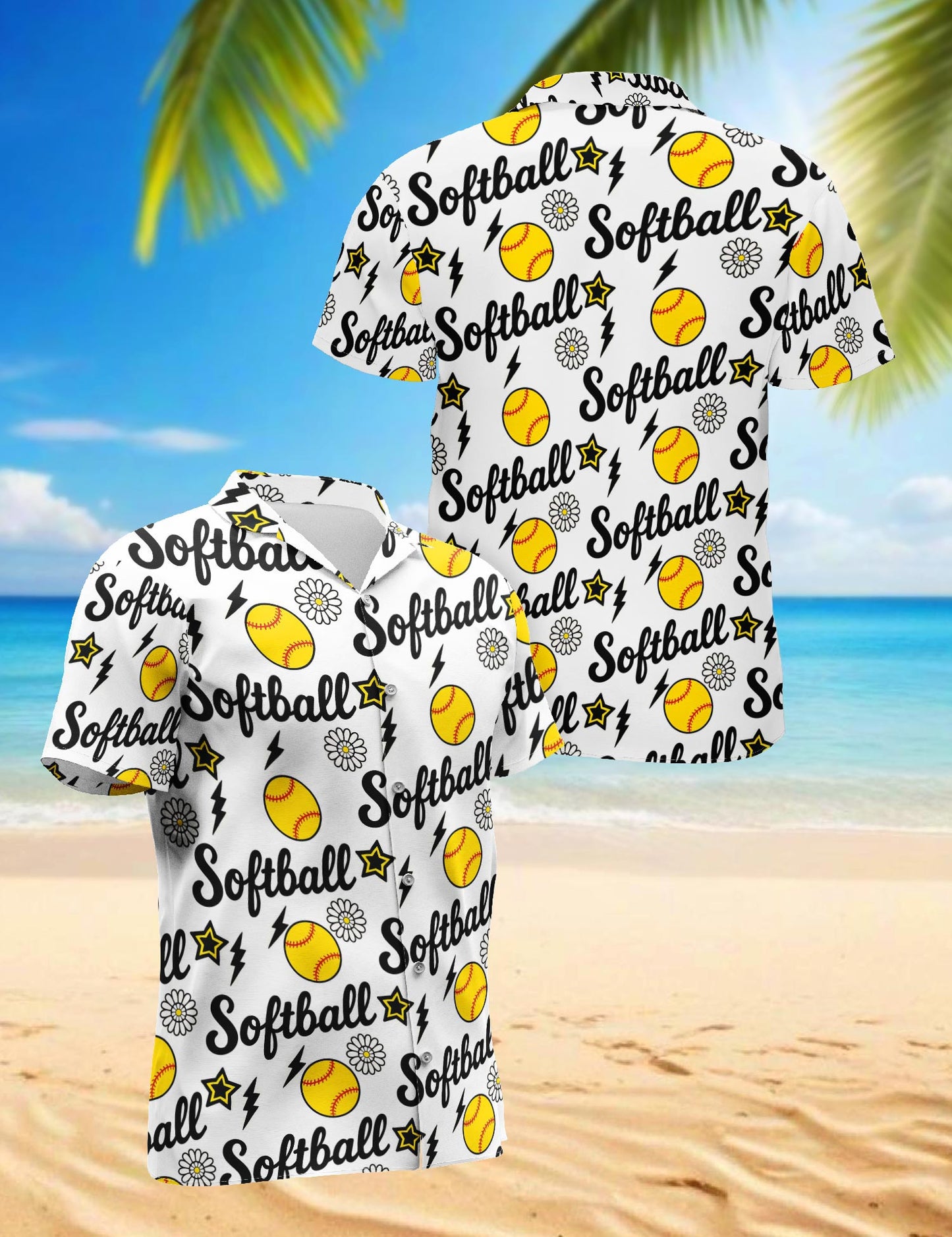 Funny Softball Hawaiian Shirt for Men, Button Down Aloha Shirt - Azhawaiian