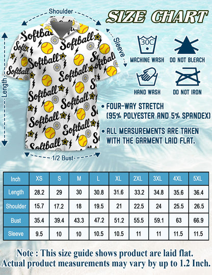 Funny Softball Hawaiian Shirt for Men, Button Down Aloha Shirt - Azhawaiian