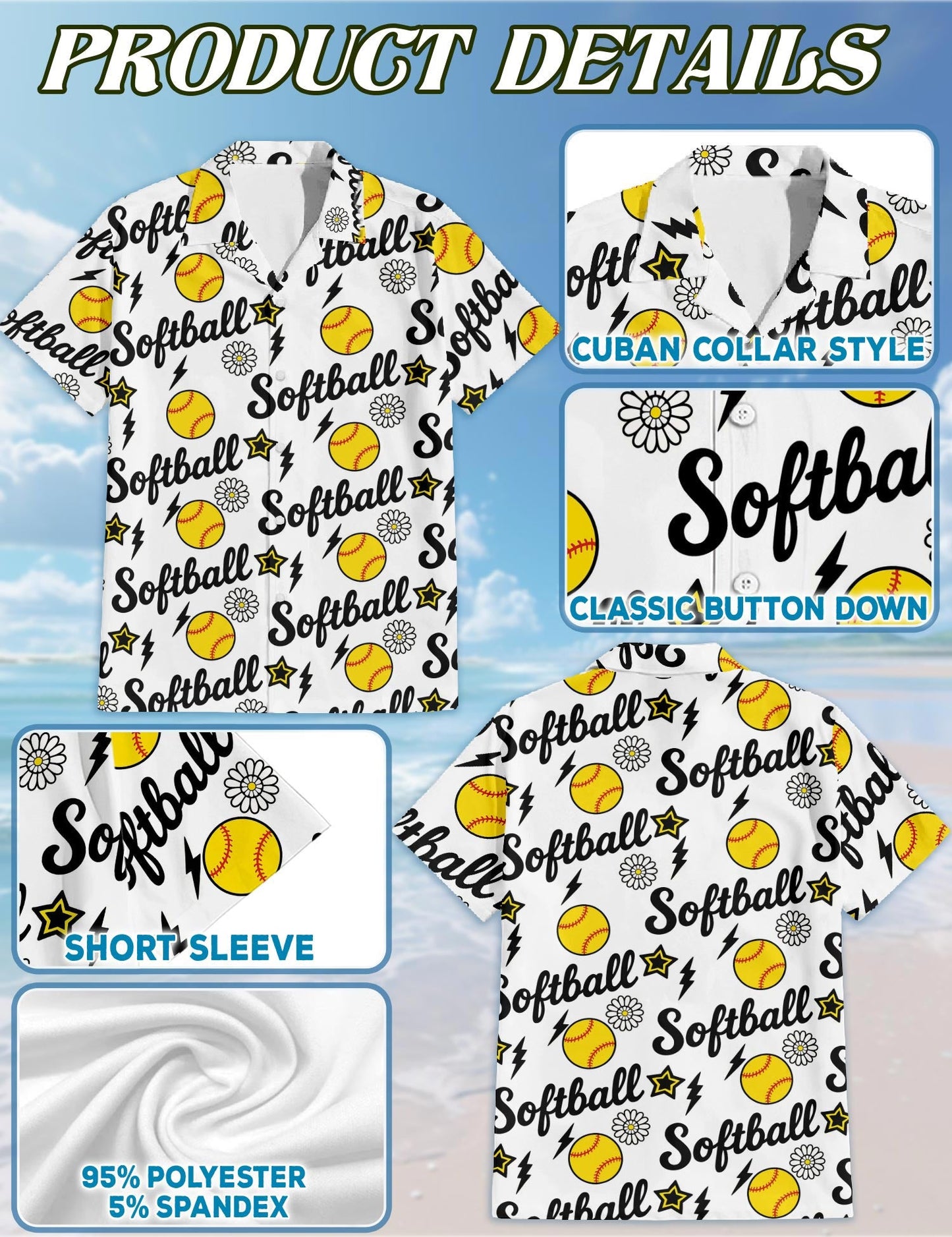 Funny Softball Hawaiian Shirt for Men, Button Down Aloha Shirt - Azhawaiian