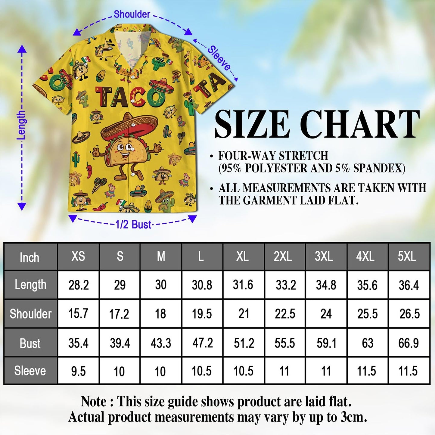 Funny Taco Print Hawaiian Shirt for Men, Button Down Aloha Shirt - Azhawaiian