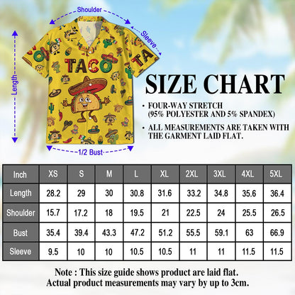 Funny Taco Print Hawaiian Shirt for Men, Button Down Aloha Shirt - Azhawaiian