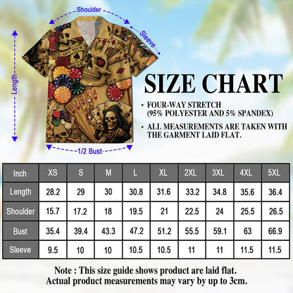 Gabling Poker Fire Skull Hawaiian Shirt for Men, Button Down Aloha Shirt - Azhawaiian