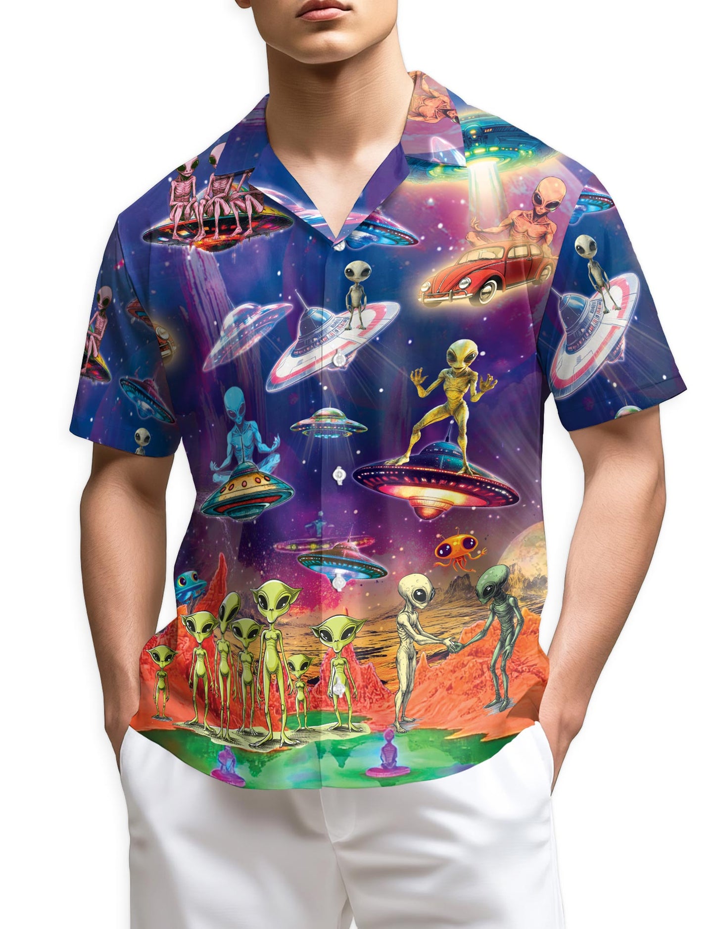 Azhawaiian Galaxy Alien UFO Hawaiian Shirt for Men