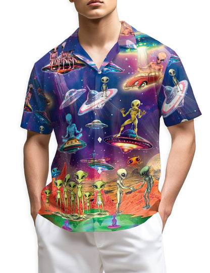 Azhawaiian Galaxy Alien UFO Hawaiian Shirt for Men