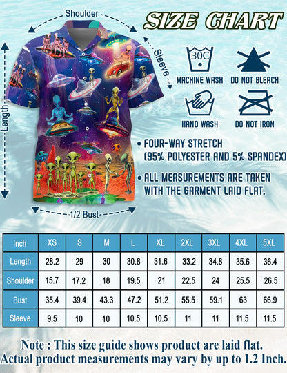 Galaxy Alien UFO Hawaiian Shirt for Men, Button Down Aloha Shirt - Azhawaiian