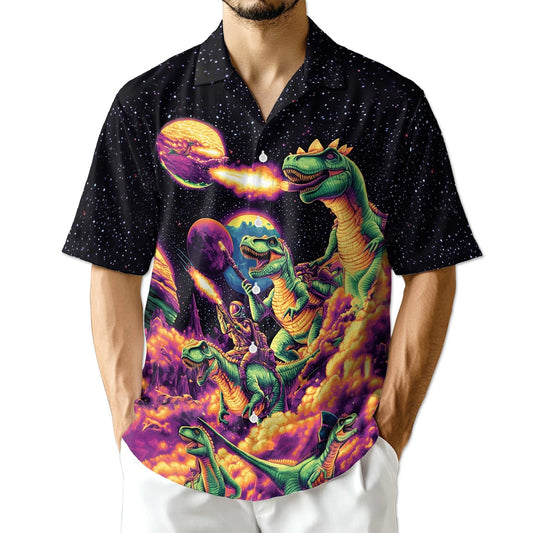 Azhawaiian Galaxy Dinosaurs Hawaiian Shirt for Men