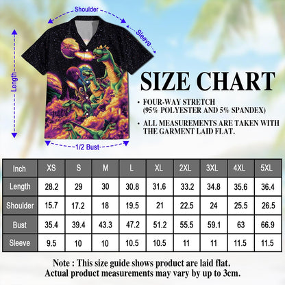 Galaxy Dinosaurs Hawaiian Shirt for Men, Button Down Aloha Shirt - Azhawaiian