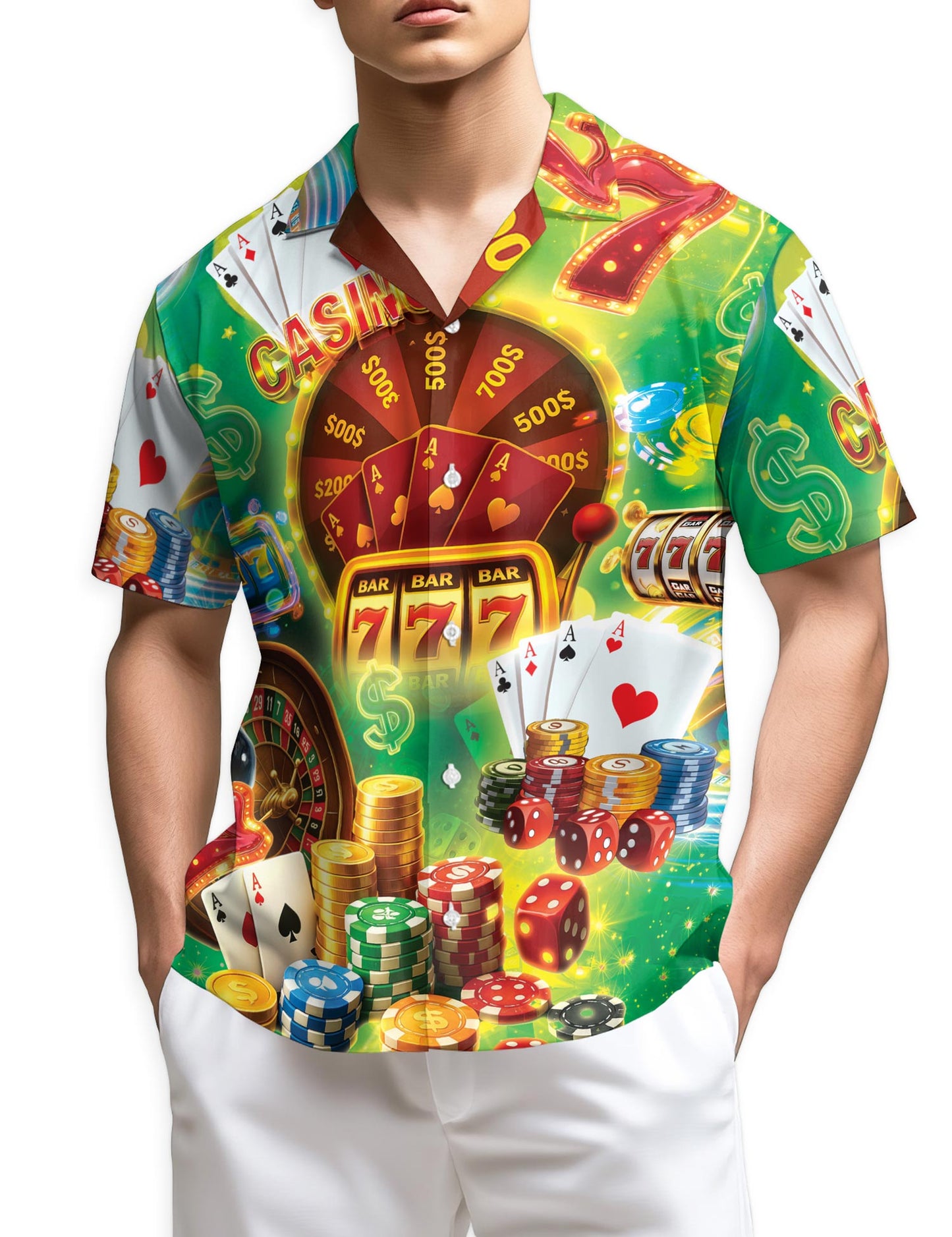 Azhawaiian Gambling Playing Card Poker Hawaiian Shirt for Men
