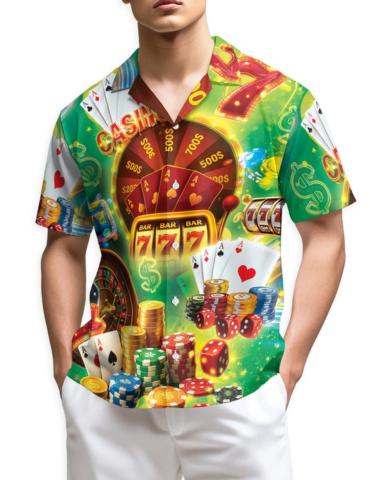 Azhawaiian Gambling Playing Card Poker Hawaiian Shirt for Men