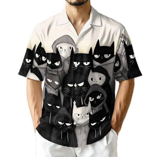 Azhawaiian Gangster Cat Hawaiian Shirt for Men