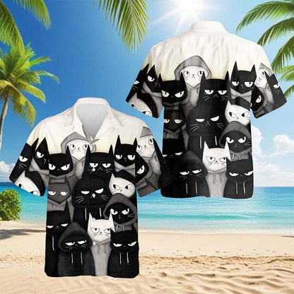 Gangster Cat Hawaiian Shirt for Men, Button Down Aloha Shirt - Azhawaiian