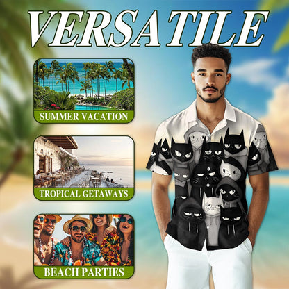 Gangster Cat Hawaiian Shirt for Men, Button Down Aloha Shirt - Azhawaiian