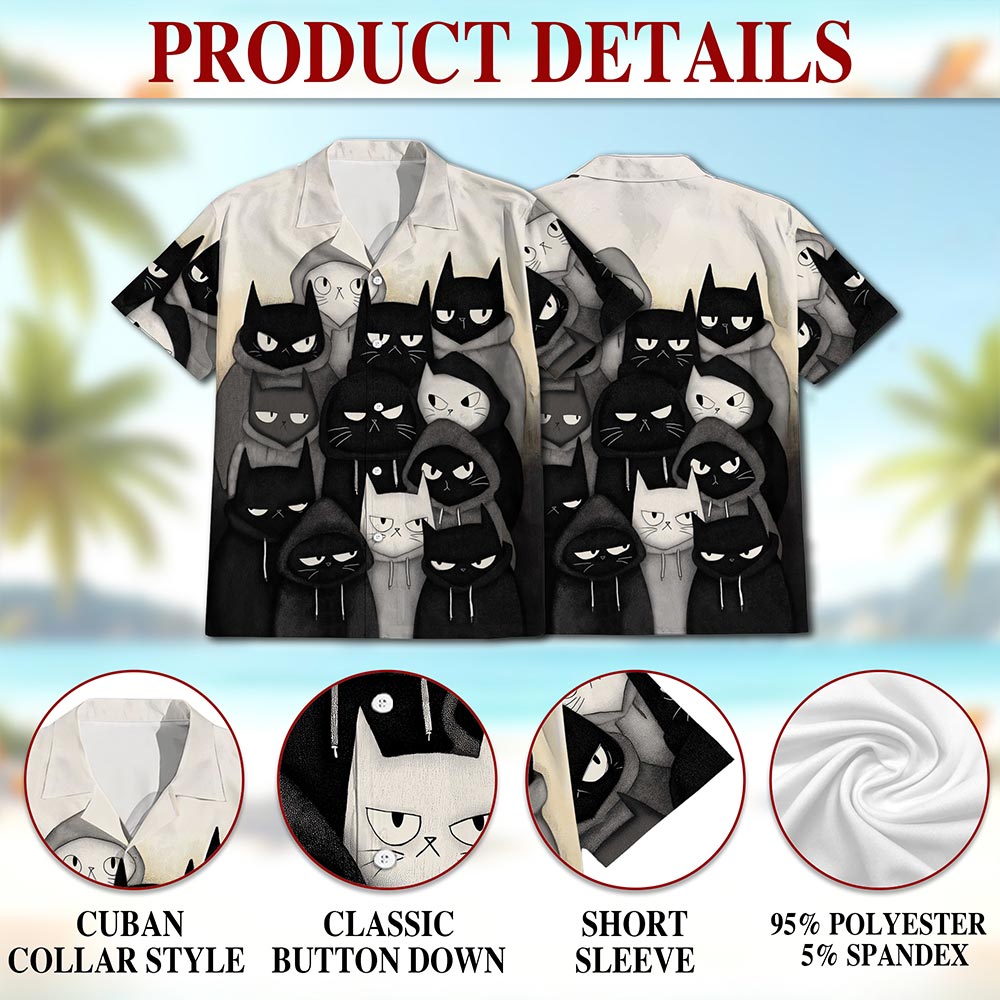 Gangster Cat Hawaiian Shirt for Men, Button Down Aloha Shirt - Azhawaiian