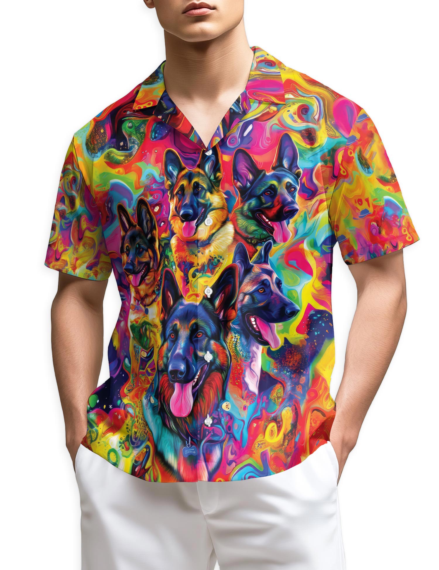 Azhawaiian German Shepherd Dog Hawaiian Shirt for Men