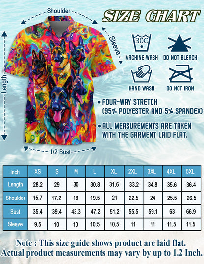 German Shepherd Dog Hawaiian Shirt for Men, Button Down Aloha Shirt - Azhawaiian