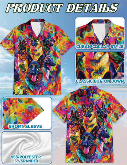 German Shepherd Dog Hawaiian Shirt for Men, Button Down Aloha Shirt - Azhawaiian