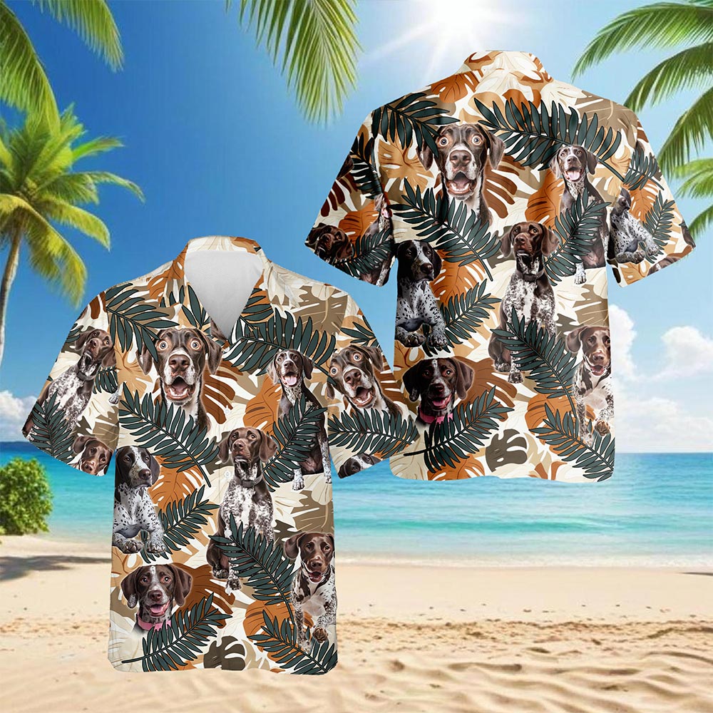 German Shorthaired Pointer Hawaiian Shirt for Men, Button Down Aloha Shirt - Azhawaiian