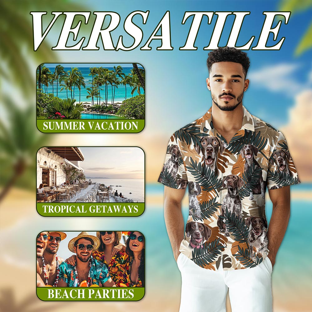 German Shorthaired Pointer Hawaiian Shirt for Men, Button Down Aloha Shirt - Azhawaiian