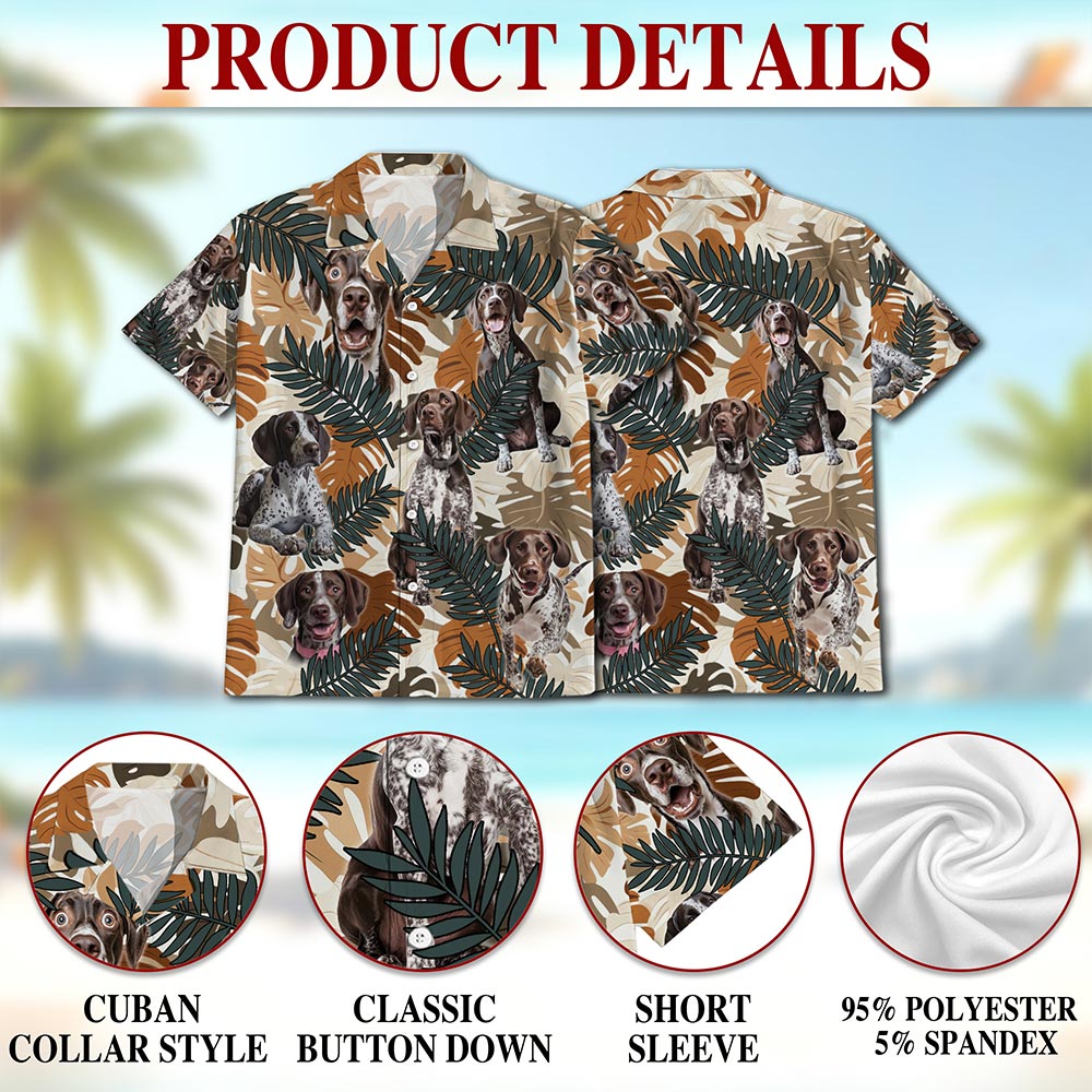German Shorthaired Pointer Hawaiian Shirt for Men, Button Down Aloha Shirt - Azhawaiian