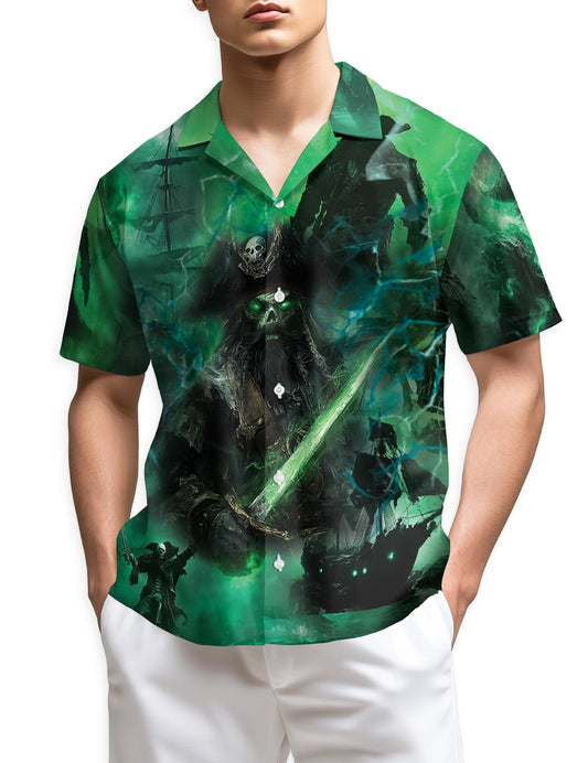 Azhawaiian Ghost Pirate Ship Hawaiian Shirt for Men
