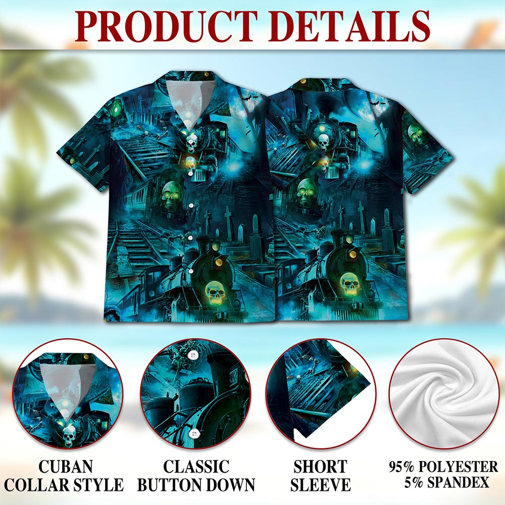 Ghost Train Hawaiian Shirt for Men, Button Down Aloha Shirt - Azhawaiian