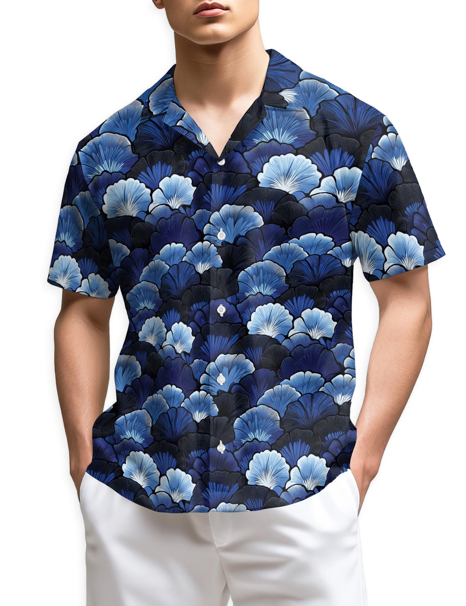 Azhawaiian Ginkgo Leaves Art Deco Hawaiian Shirt for Men