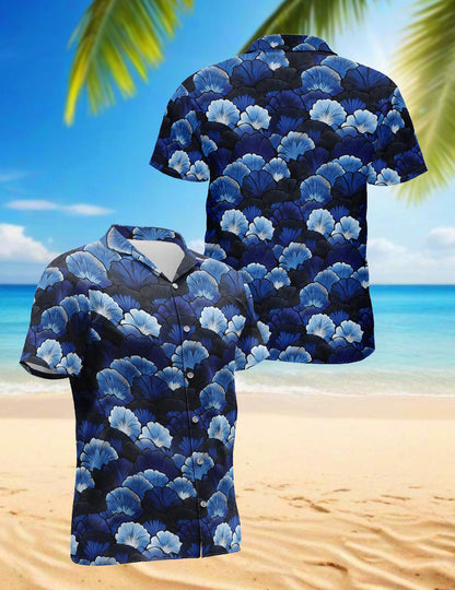 Ginkgo Leaves Art Deco Hawaiian Shirt for Men, Button Down Aloha Shirt - Azhawaiian