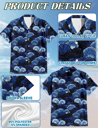Ginkgo Leaves Art Deco Hawaiian Shirt for Men, Button Down Aloha Shirt - Azhawaiian