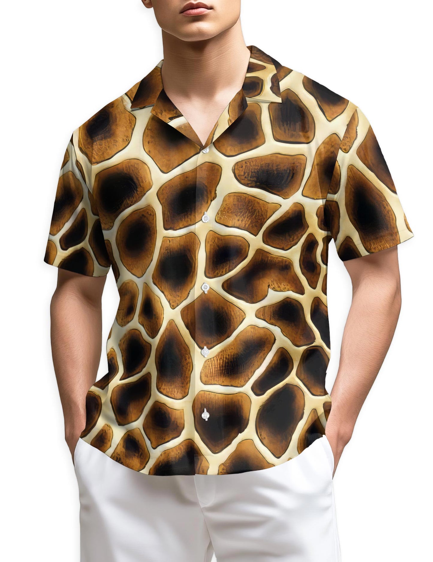 Azhawaiian Giraffe Texture Hawaiian Shirt for Men